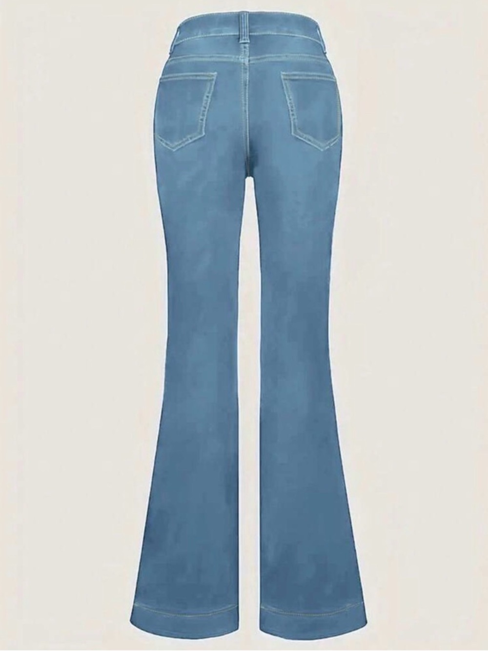 High-Rise Light Blue Flare Jeans with Double Front Pockets - Picture 5 of 5